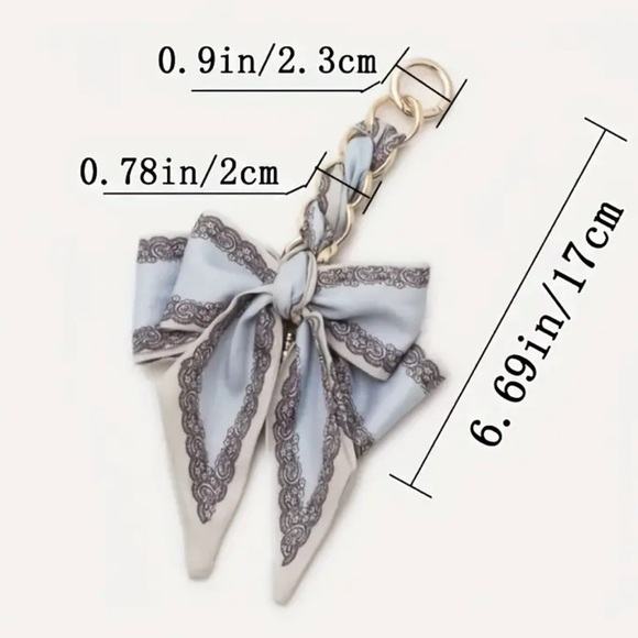 1pc Alloy Chain with Silky Scarf Bow, Decorative Shoulder Bag Extension - Picture 4 of 4